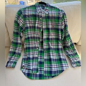 Ralph Lauren Men's Blue and Green Plaid Shirt size men’s small